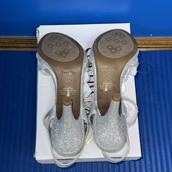 Size 8.5- Women’s DREAM PAIRS Amore Silver Bling Open Toe Stilettos NEW - Picture 8 of 8